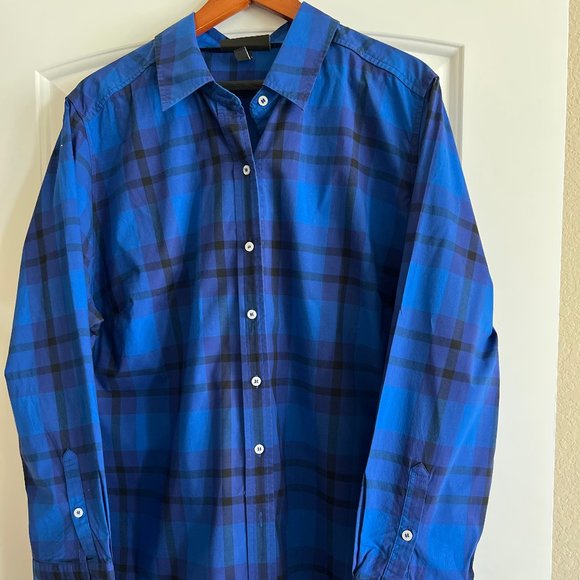 Lane Bryant Blue & Black Plaid Button Down - Picture 1 of 5